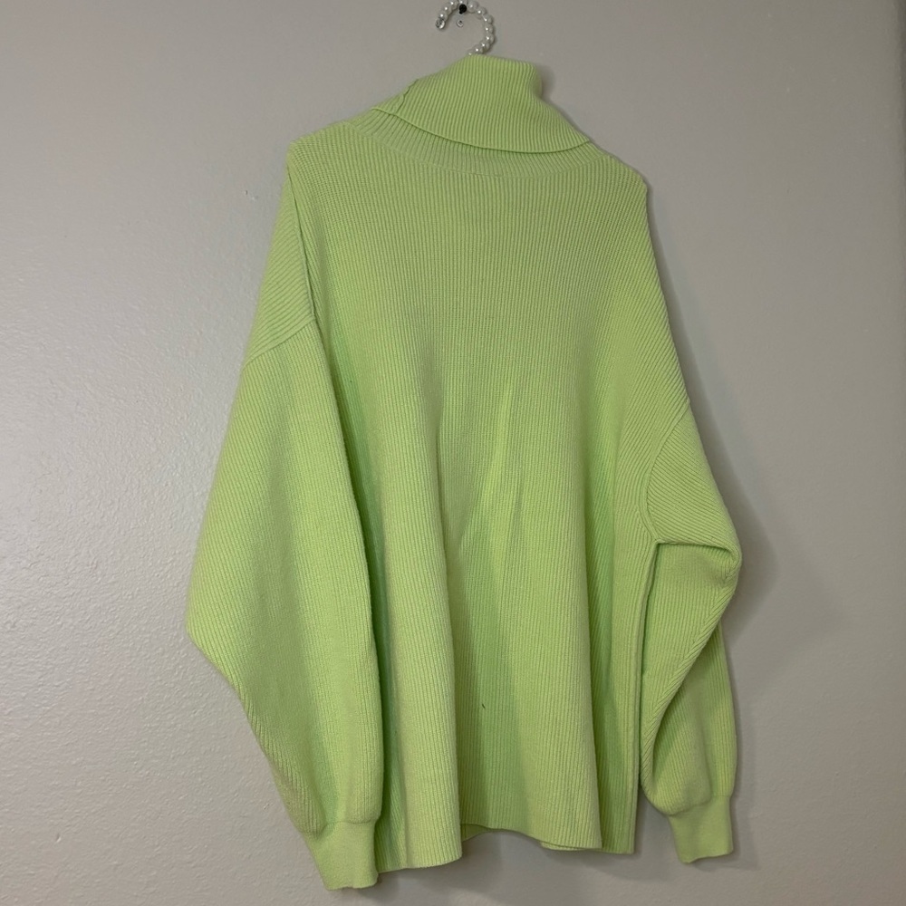 Free People Women Lime Green Softly Structure Cowl Neck Sweater - Picture 11 of 12